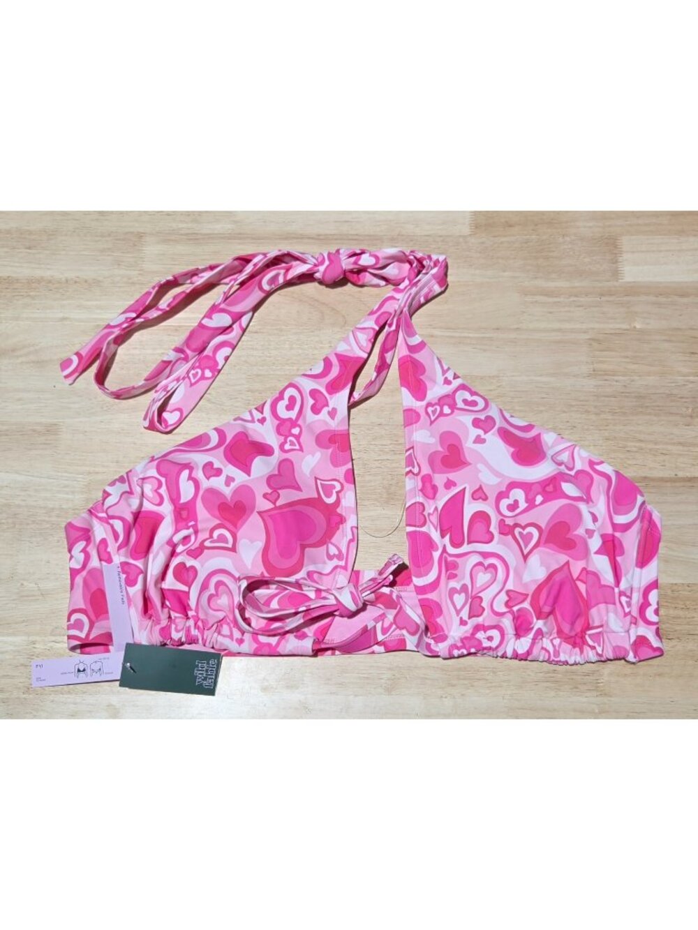 Wild Fable Pink & White Hearts Strappy Wrap & Halter Bikini Swim Top -- 3X 24/26